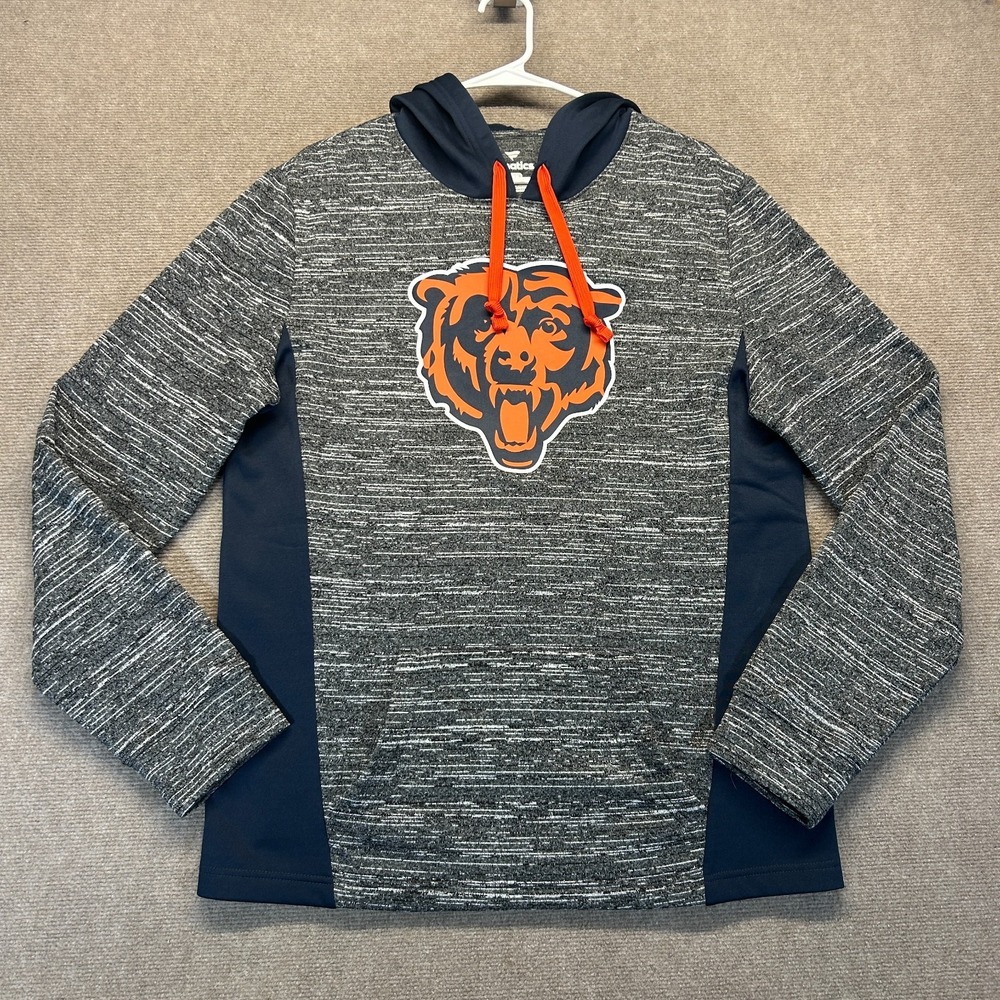 Chicago Bears Hoodie Men's Medium Heather Gray Blue Big Logo Pullover Fanatics